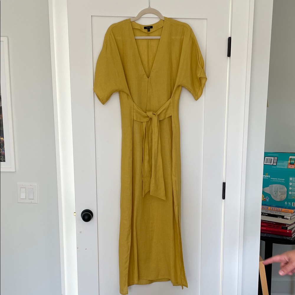 Massimo Dutti Yellow Linen Maxi Dress